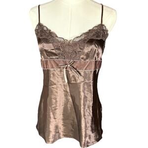 Velvet Strap Trim Lace Camisole Y2K Tank Top Satin Dark Fairy Whimsigoth Sz M